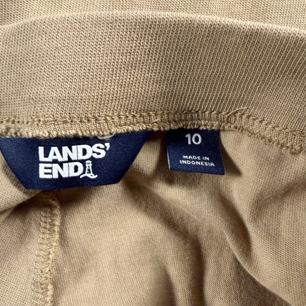 Lands End Girls Khaki Tan Cotton Jersey Mock Wrap Skort Size 10 School Uniform